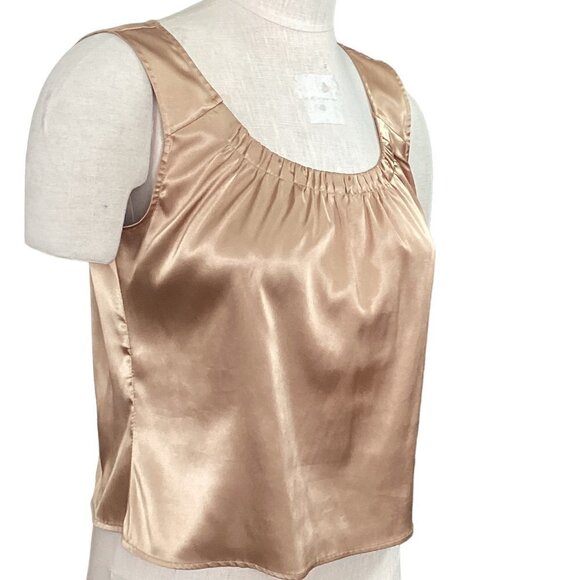 Chico's Gold Satin Cropped Sleeveless Shell/Camisole/Tank Top Sz 1 (M/8) #126N - Picture 3 of 9